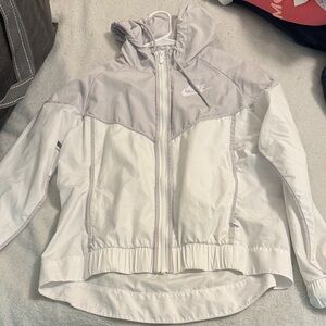 Nike Women's Light Gray and White Jacket
